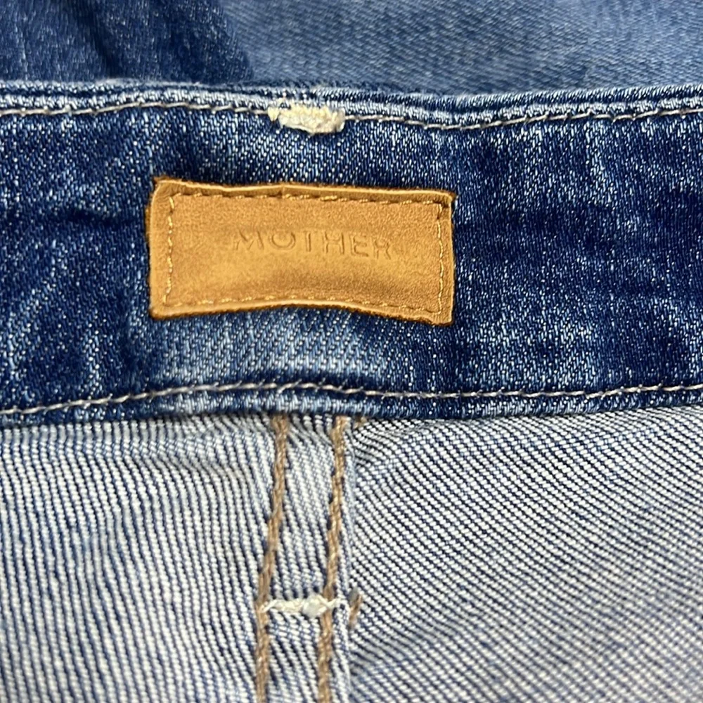 MOTHER High Waisted Double Looker Ankle Fray Embroidery Jeans Fruit Cart… - Picture 5 of 16